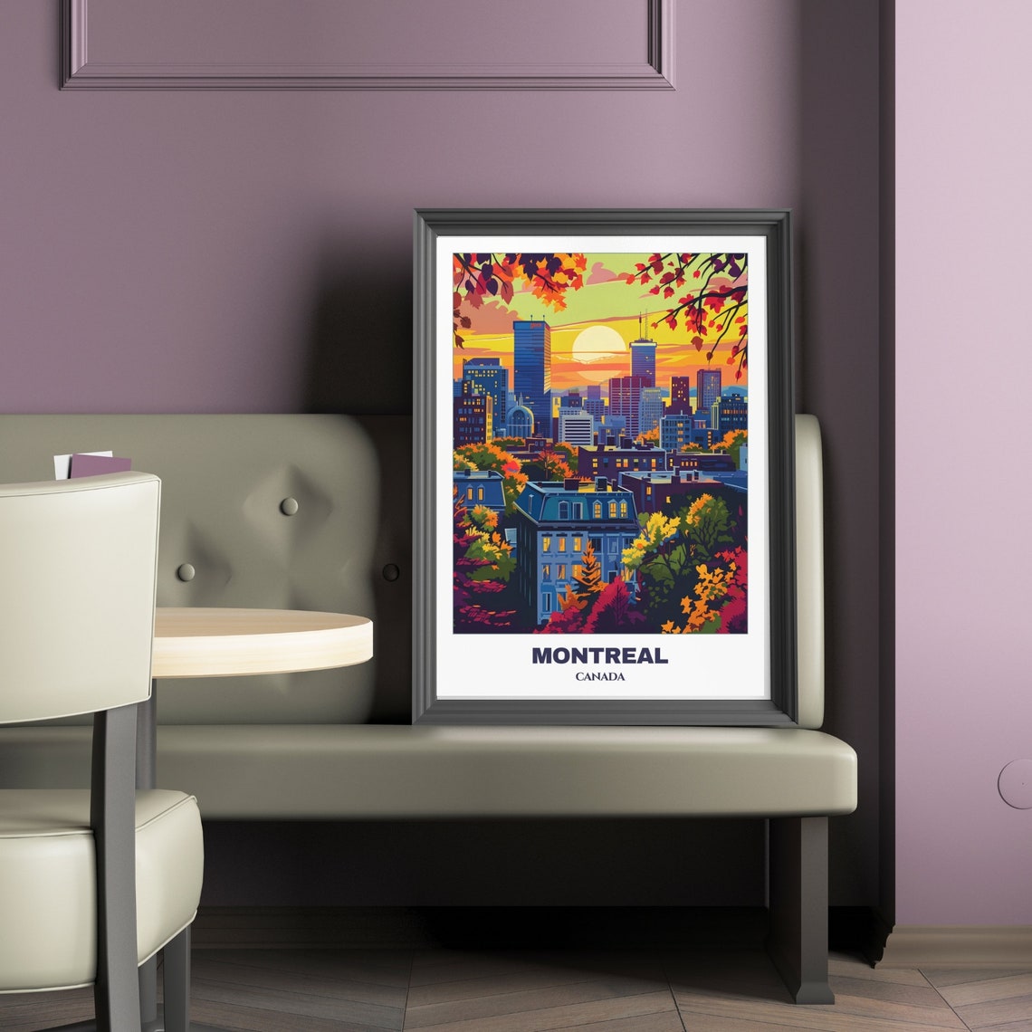 Montreal Canada Sunset Skyline Over City Rooftops Autumn Poster - Image 2