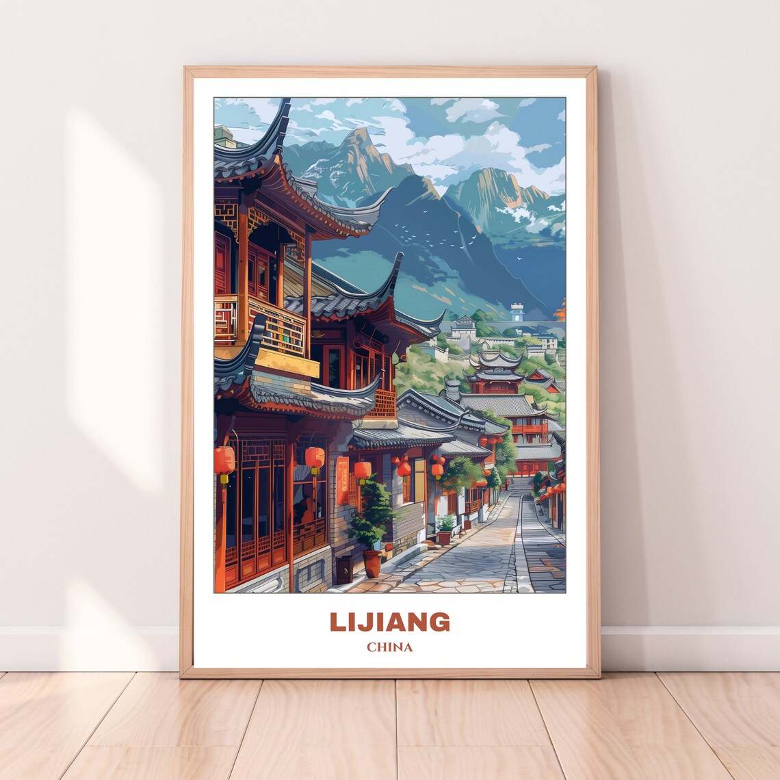 Lijiang Lantern Street Traditional Wooden Houses China Poster - Image 4