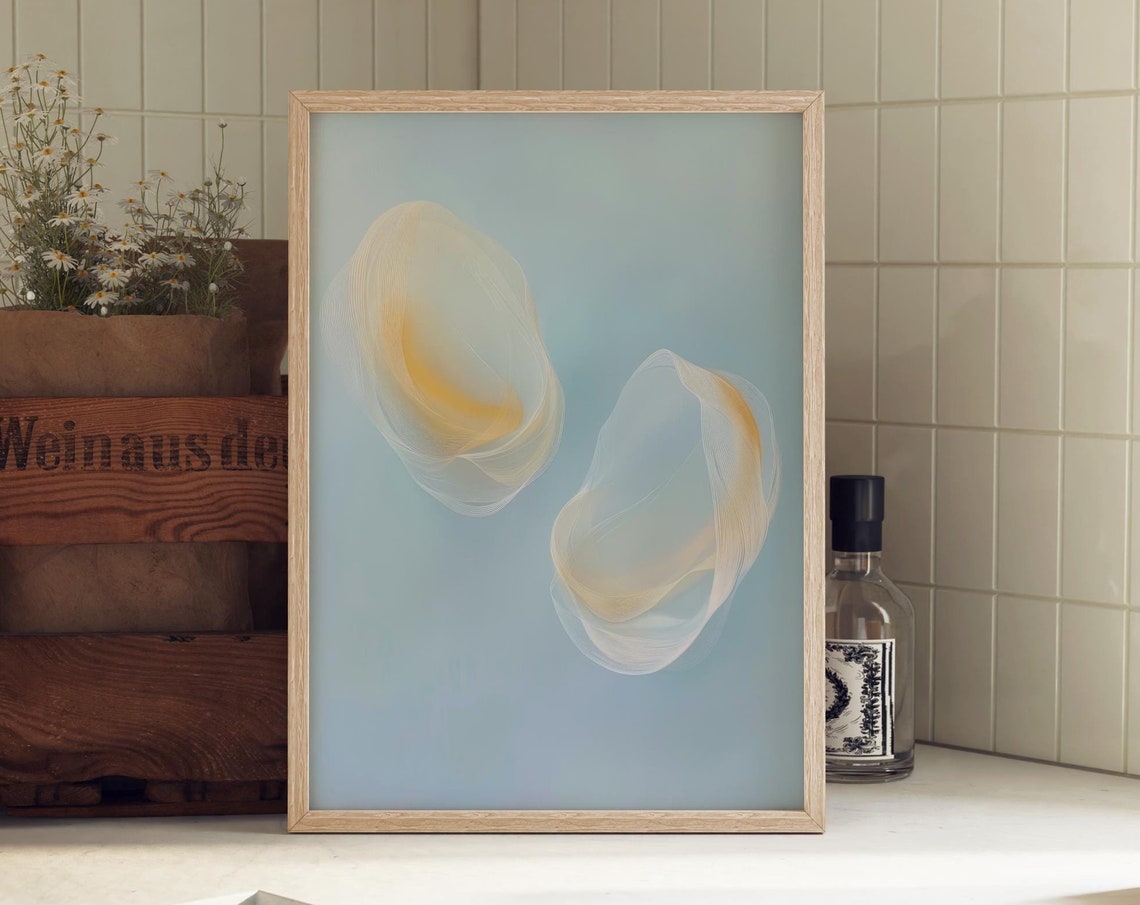Drifting Apart Dreamy Ethereal Blue Abstract Watercolor Wall Art
