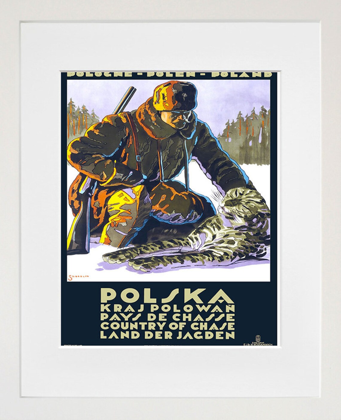 Polska Poland Country Of Chase Hunter Lynx Vintage Poster Art - Image 2