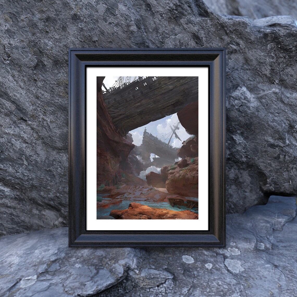 Pirate Canyon Poster, Shipwreck Pirate Ship Art Print