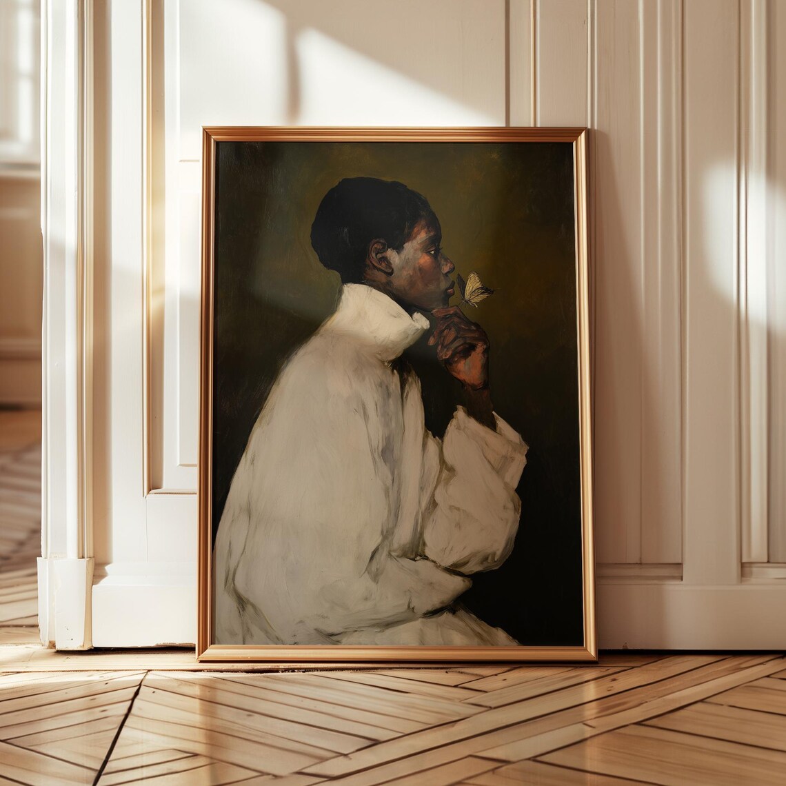 Black Woman Butterfly Art Print, Afrocentric Decor