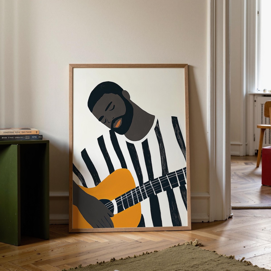 Afrocentric Guitar, Black Man Music Art Print