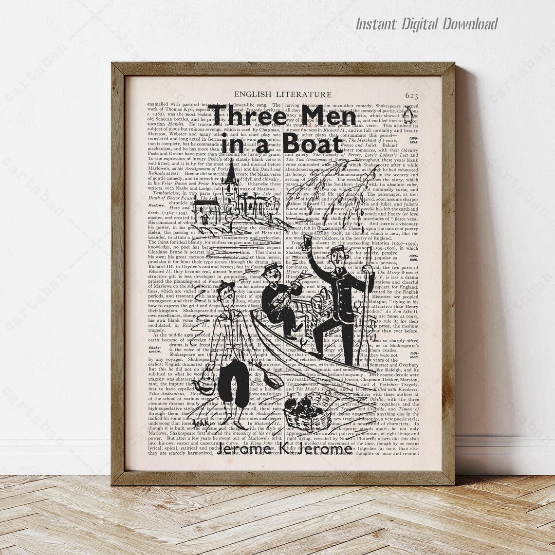 Jerome K Jerome Three Men In A Boat Vintage Book Page Art Print Poster