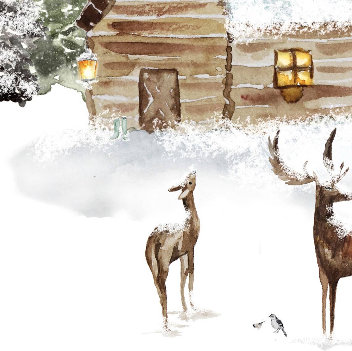 Christmas Watercolor Winter Wonderland Poster Print - Image 2