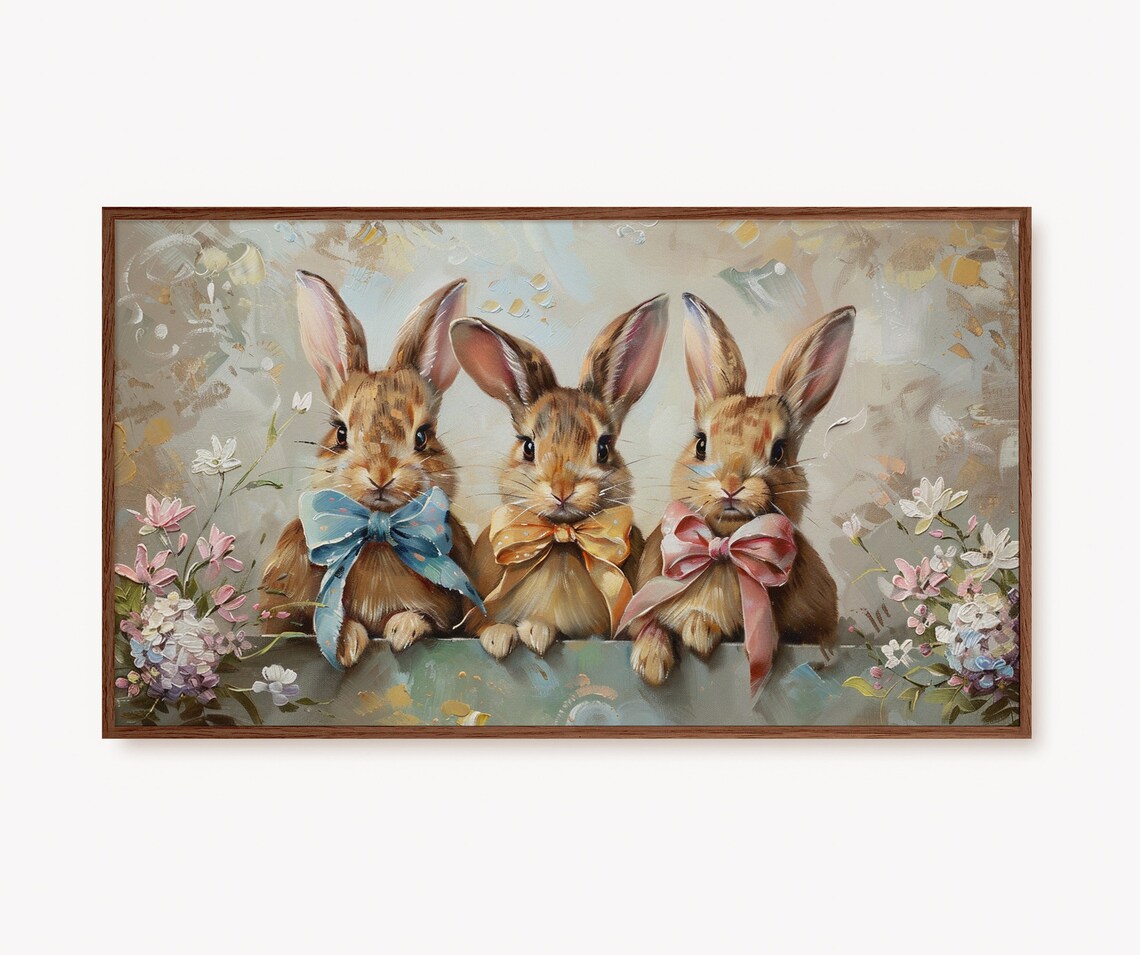 Pastel Easter Bunnies and Bows Art Print