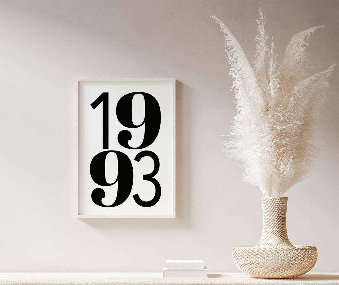 Vintage 1993 Bold Retro Birth Year Number Birthday Gift Poster - Image 2