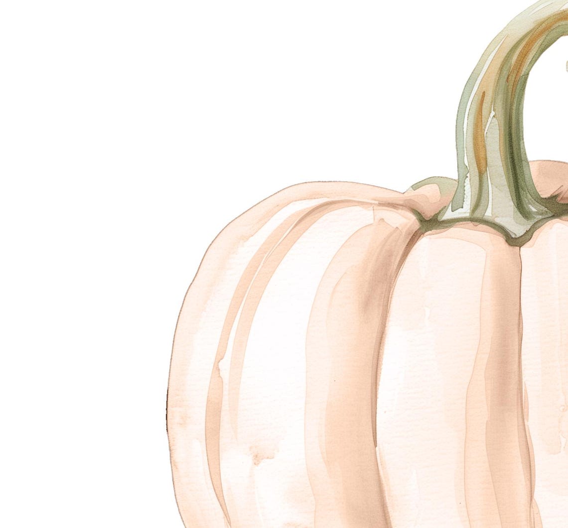 Pink Peach Cream Pastel Pumpkins Watercolor Fall Decor Poster - Image 2