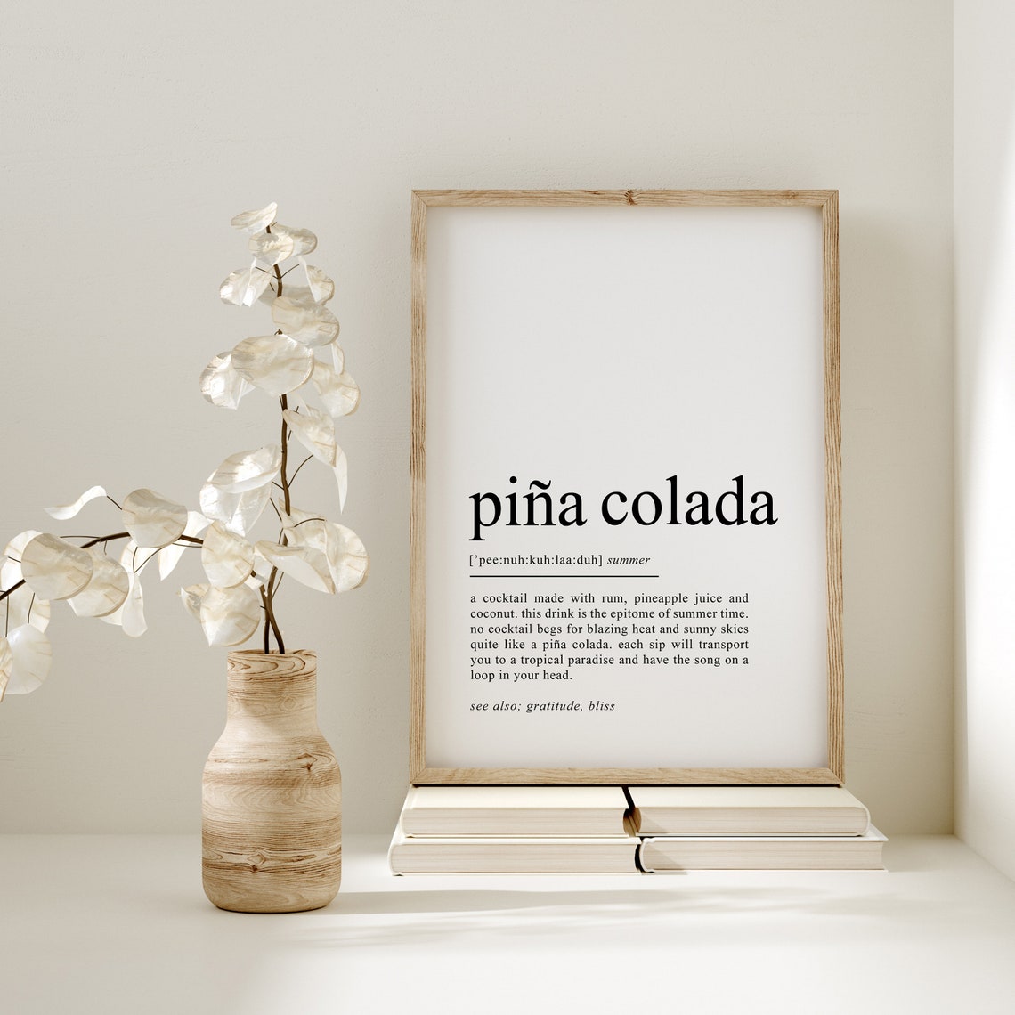 Pina Colada Cocktail Definition Dictionary Summer Bar Poster - Image 2