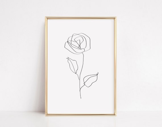 Rose Line Drawing, Minimalist Floral Art Print