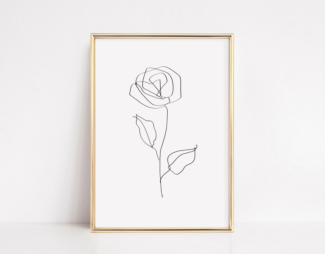 Rose Line Drawing, Minimalist Floral Art Print