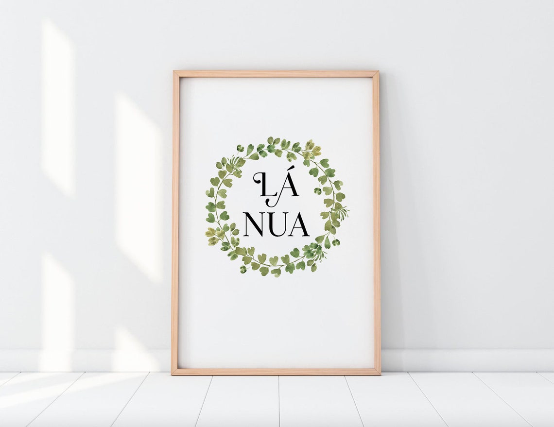 Lá Nua Irish New Day Affirmation Botanical Wreath Art Poster - Image 2