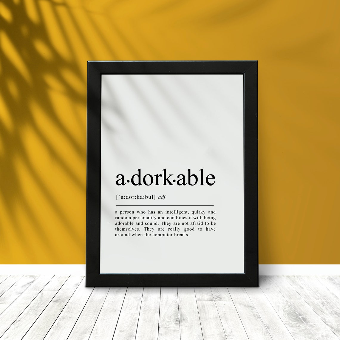 Adorkable Definition Funny Word Art Dictionary Quote Gift Poster - Image 2