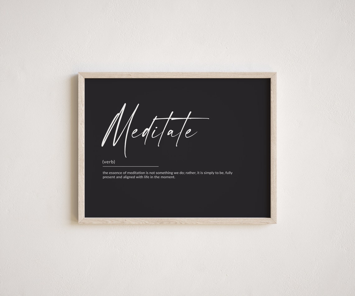 Meditate Definition Script Chalkboard Style Mindfulness Poster - Image 2