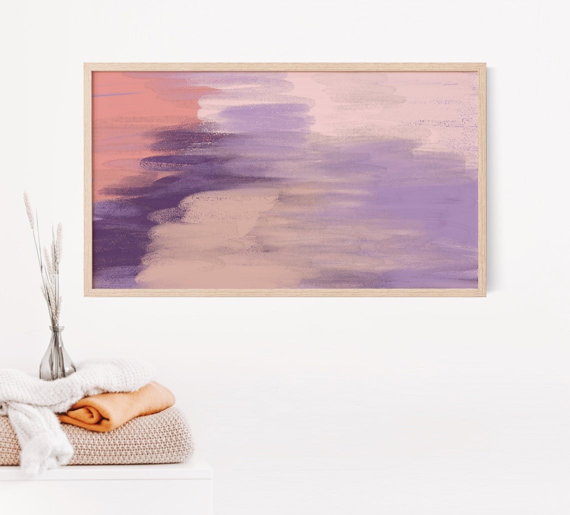 Blush Pink Purple Abstract Brushstroke Contemporary Modern Poster - Image 2