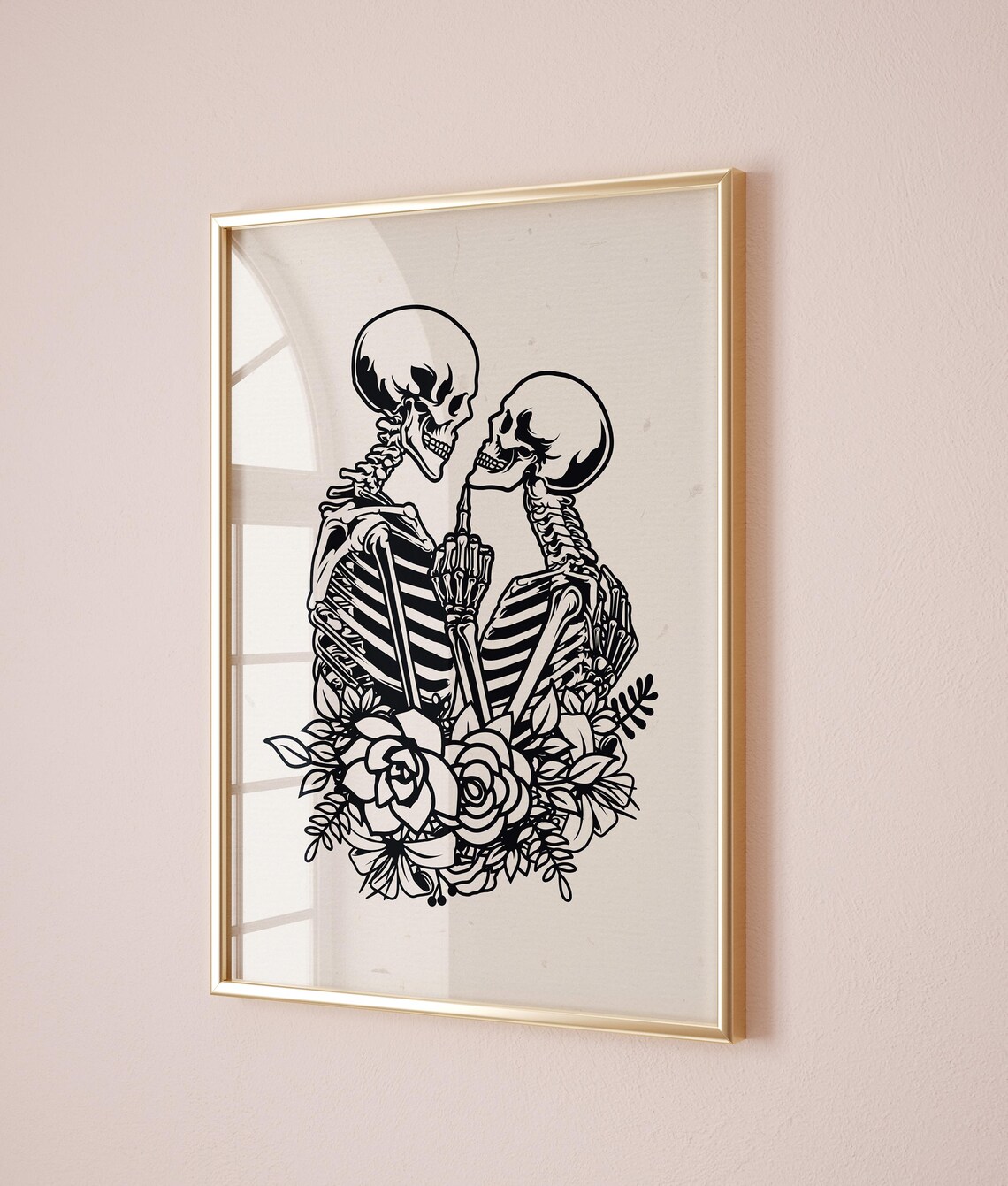 Funny Skeletons Halloween Art, Trendy Fall Poster