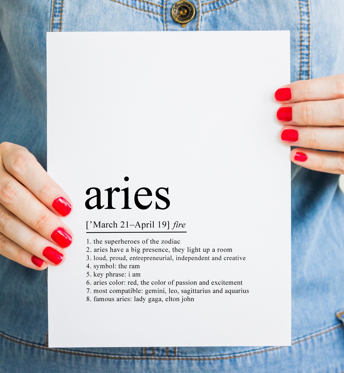 Aries Zodiac Definition Typography Astrology Star Sign Poster - Image 3