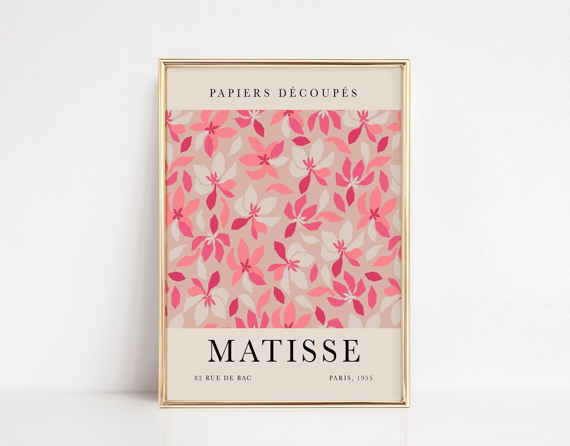Pink Matisse Flower Market Abstract Floral Art Print - Image 2