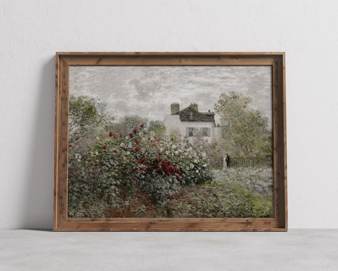 Vintage Cottage Oil Painting Art Print, French Country