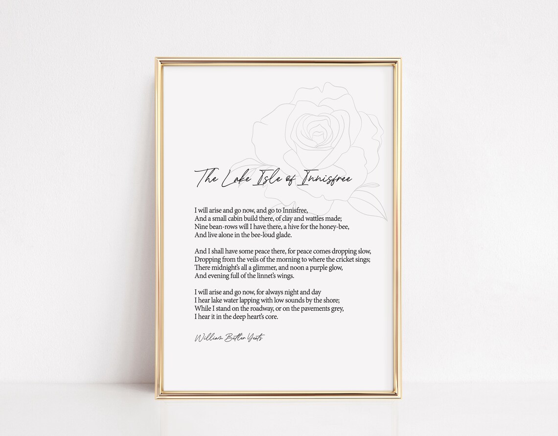 William Butler Yeats, Lake Isle of Innisfree Art Print