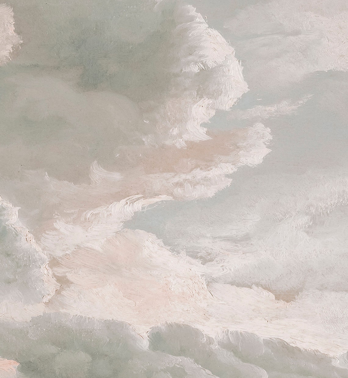Moody Vintage Cloudy Sky Landscape Neutral Oil Painting Poster - Image 2