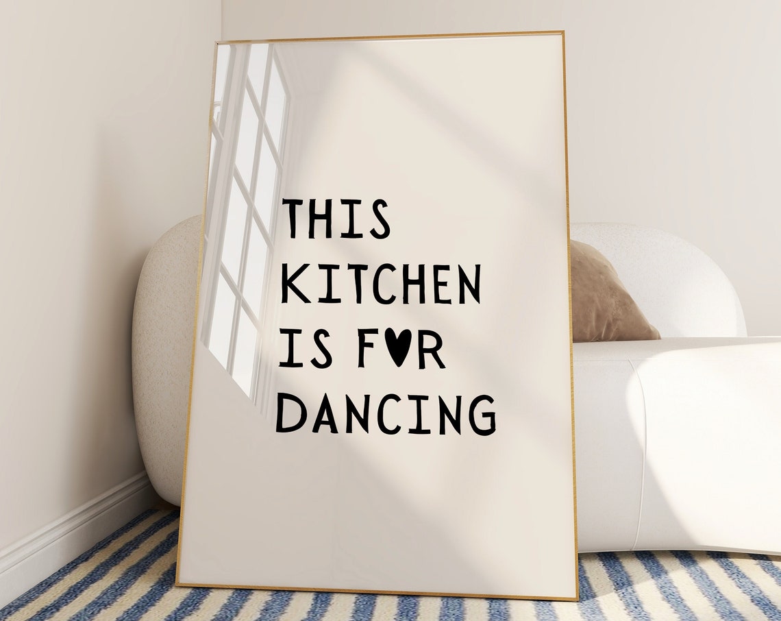 This Kitchen Is For Dancing Black Typography Minimalist Poster - Image 7