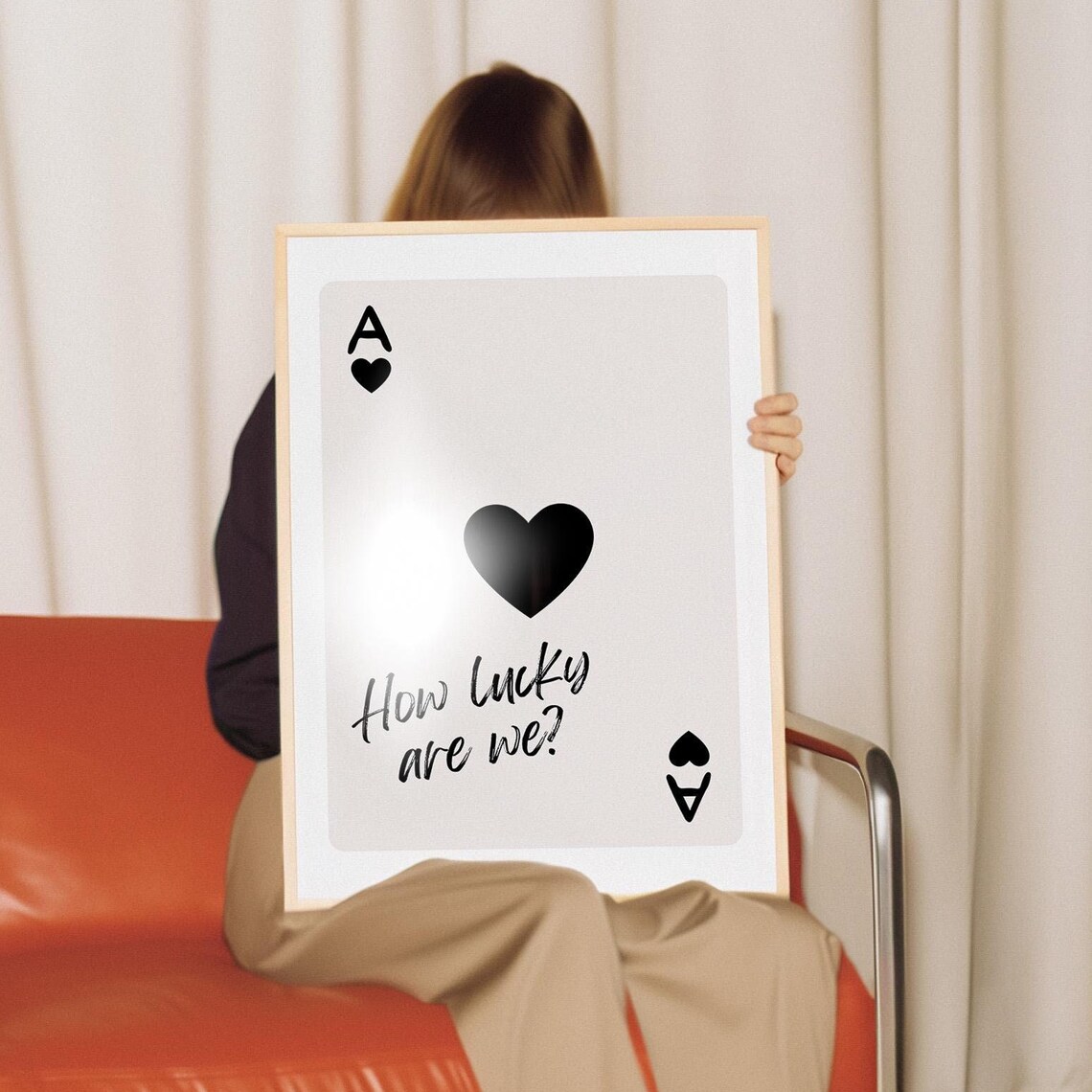 How Lucky Are We Ace of Hearts Playing Card Romantic Art Poster