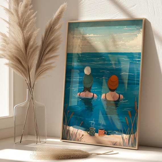 Wild Swimming Open Water Art Print, Sea Swimming