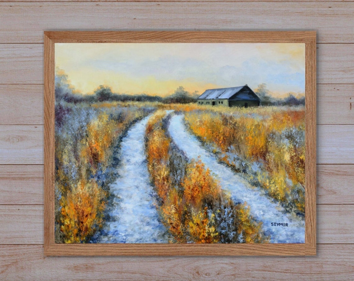 Old Barn Farmhouse Art Print Idaho Landscape Farmhouse Snowy Rustic Farm Moody Winter Country Snow Homestead Road Snow Art Snowy Path - Image 5