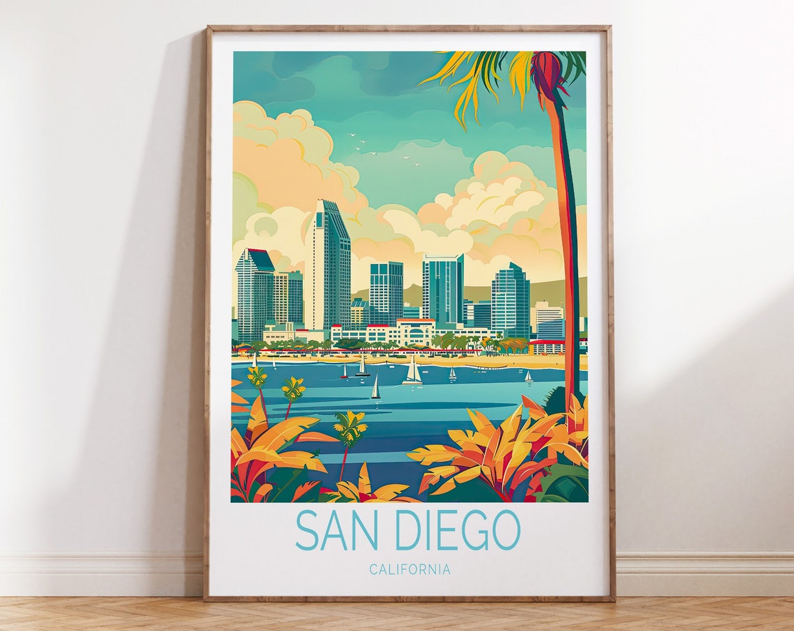 San Diego Poster San Diego California Travel Wall Art Usa Custom Travel Poster California Gifts Personalised Gifts