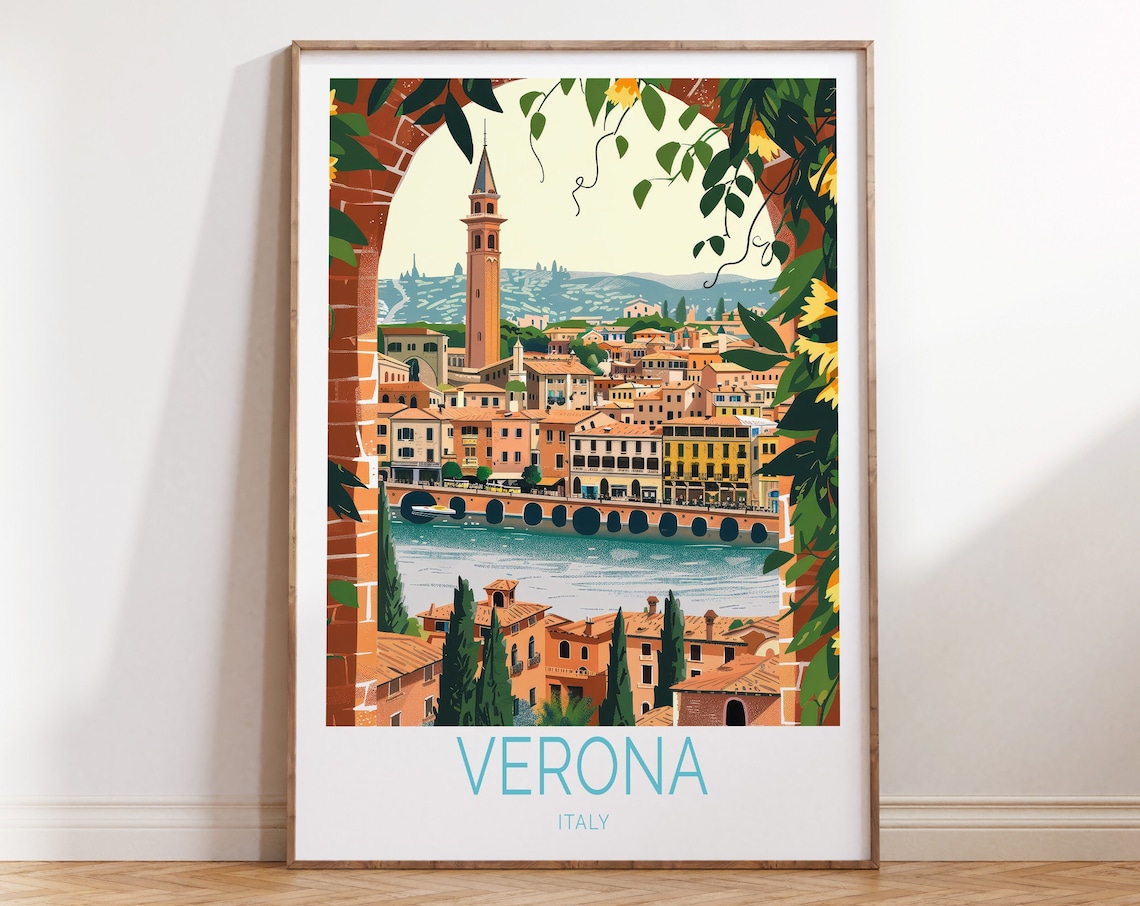 Verona Italy Travel Poster, Italy Wall Decor