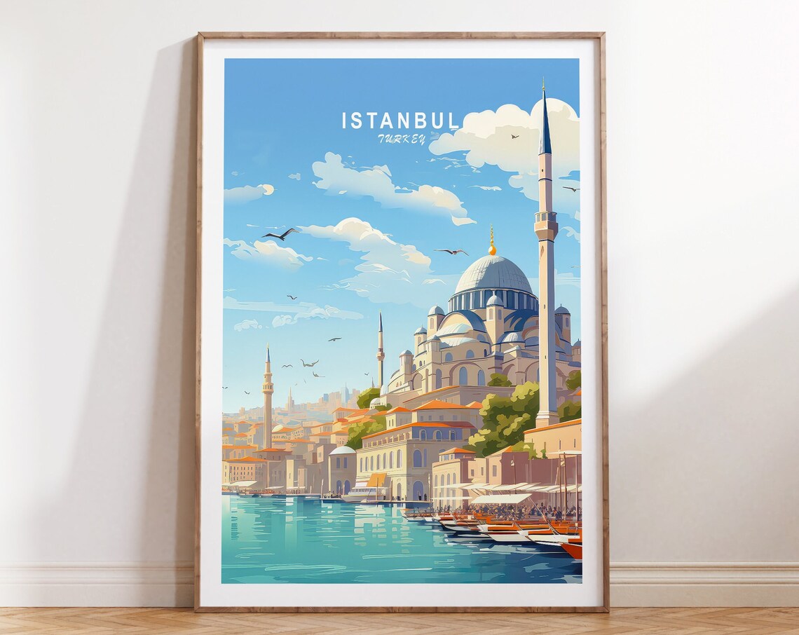 Istanbul Turkey Travel Poster, City Wall Art