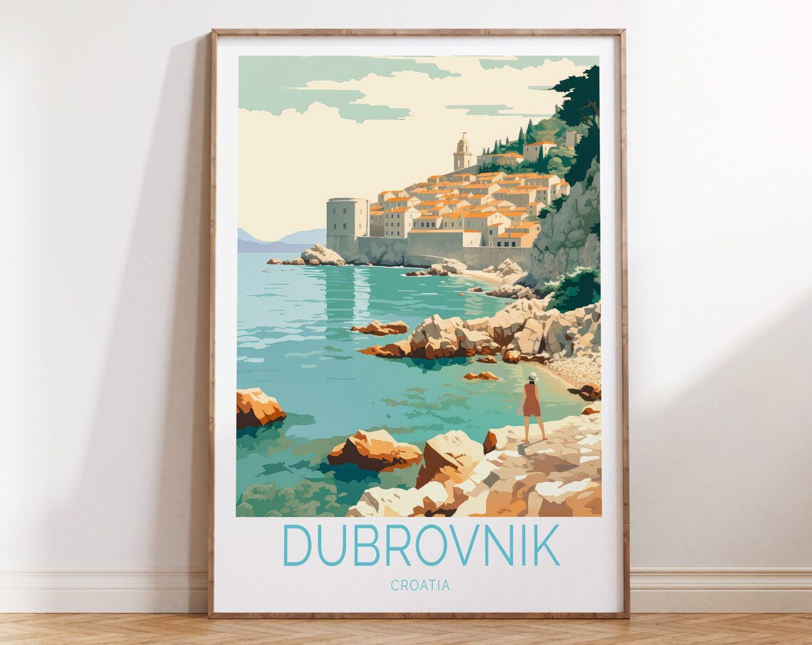Dubrovnik Croatia Old Town Walls Adriatic Coast Rocky Cove Poster