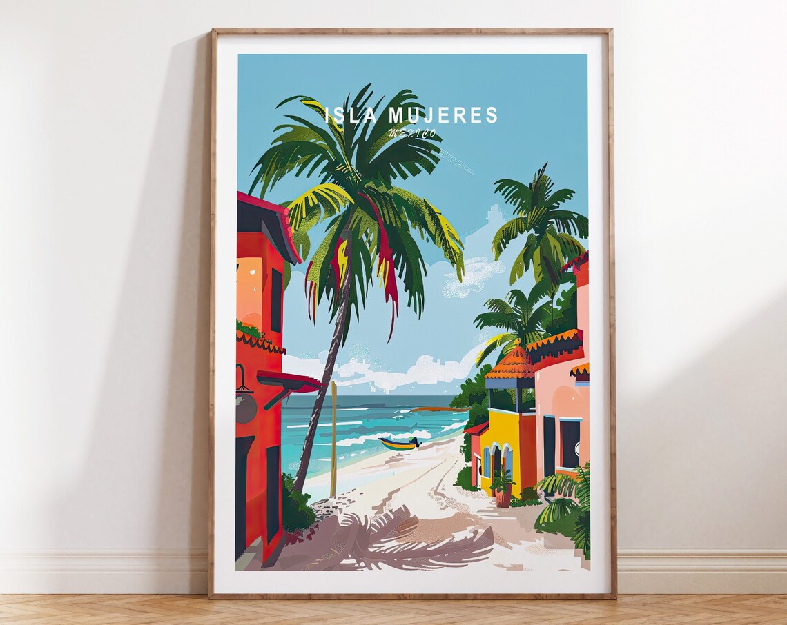 Isla Mujeres Mexico Travel Poster, Coastal Wall Art