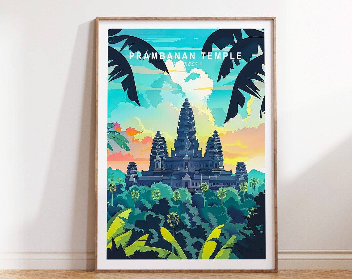 Prambanan Temple Poster Indonesia Prambanan Temple Travel Wall Art Prambanan Temple Print Personalised Gifts Travel Poster