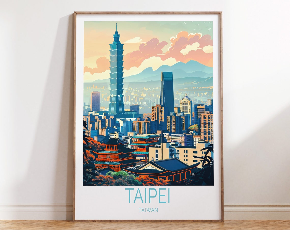Taipei Taiwan Travel Poster Taiwan Wall Art Taipei City Print Custom Travel Poster Home Decor Birthday Gifts