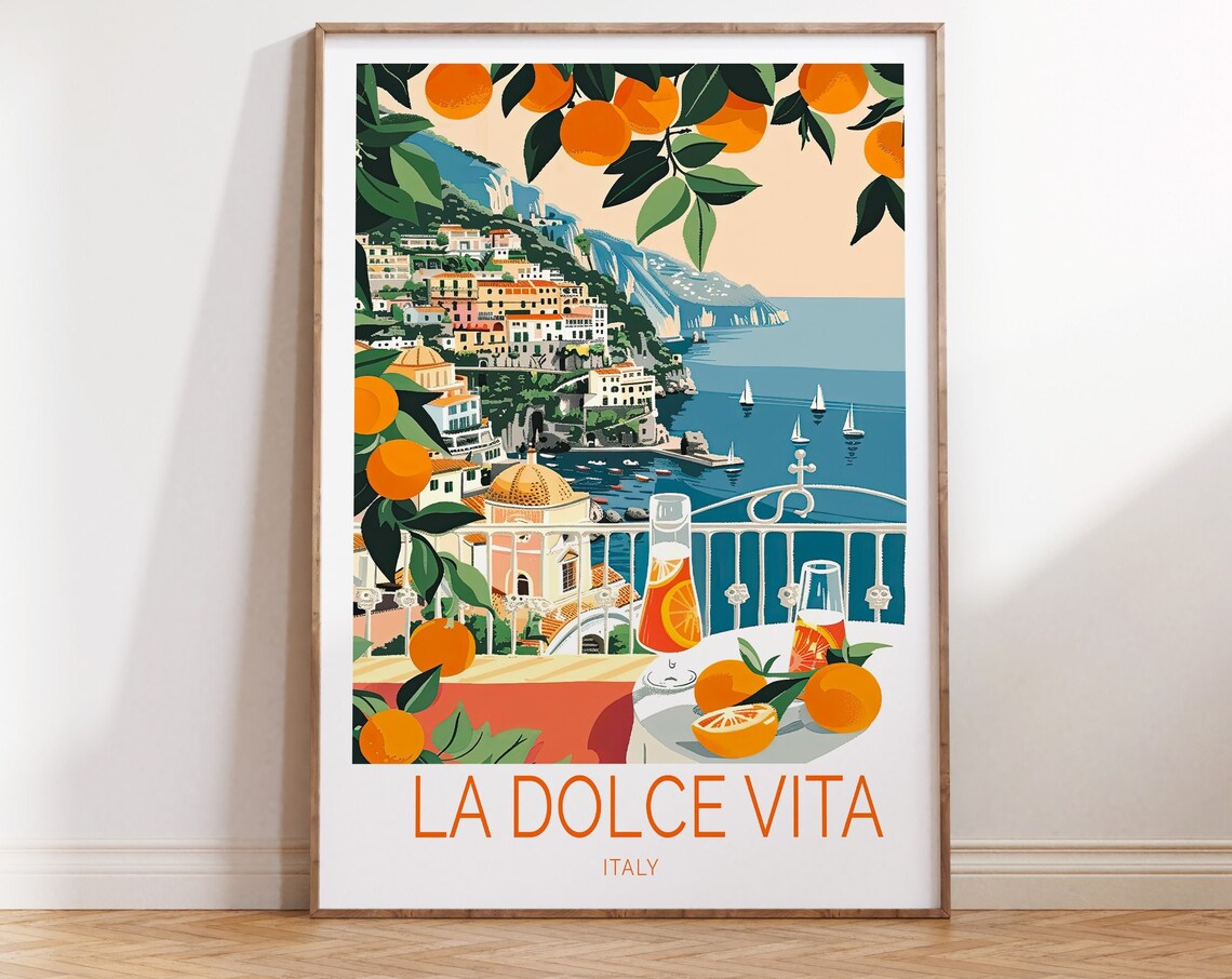La Dolce Vita Italy Travel Poster, Spritz Print