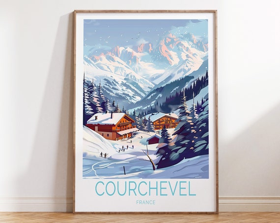 Courchevel Travel Poster Courchevel France Winter Poster France Travel Wall Art France Travel Gifts Birthday Present