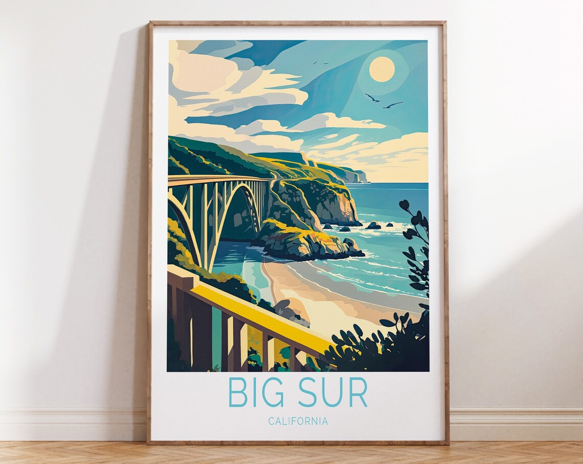 Big Sur Travel Poster, Bixby Creek Bridge