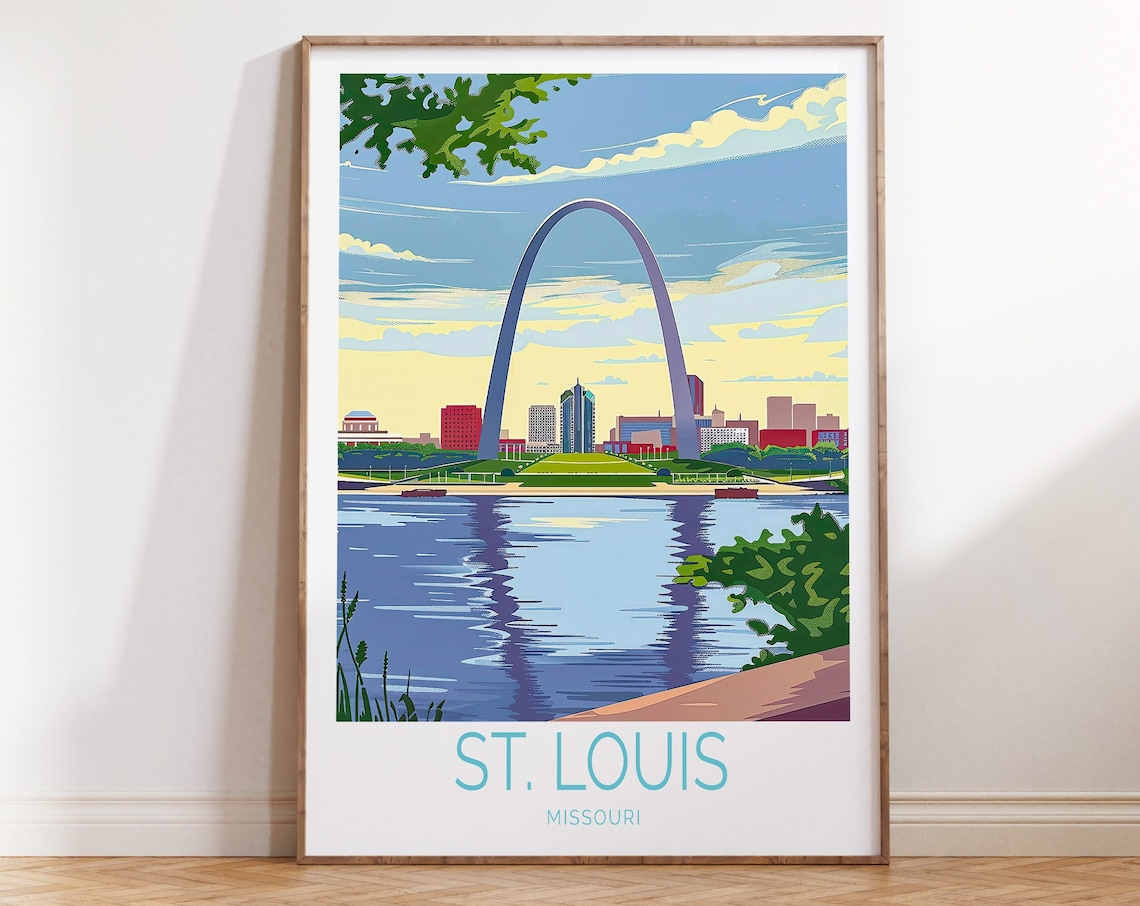 St Louis Missouri Gateway Arch River Retro Vintage Travel Poster