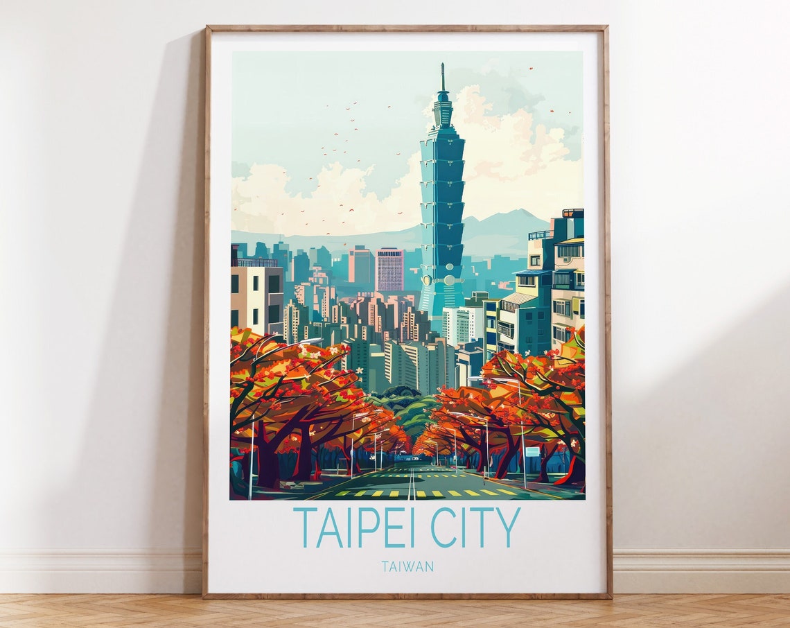 Taipei City Travel Print Taiwan Wall Art Metropol City Poster Taipei Taiwan Travel Poster Home Decor Birthday Gifts