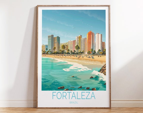 Fortaleza Brazil Travel Poster, Coastal Wall Art