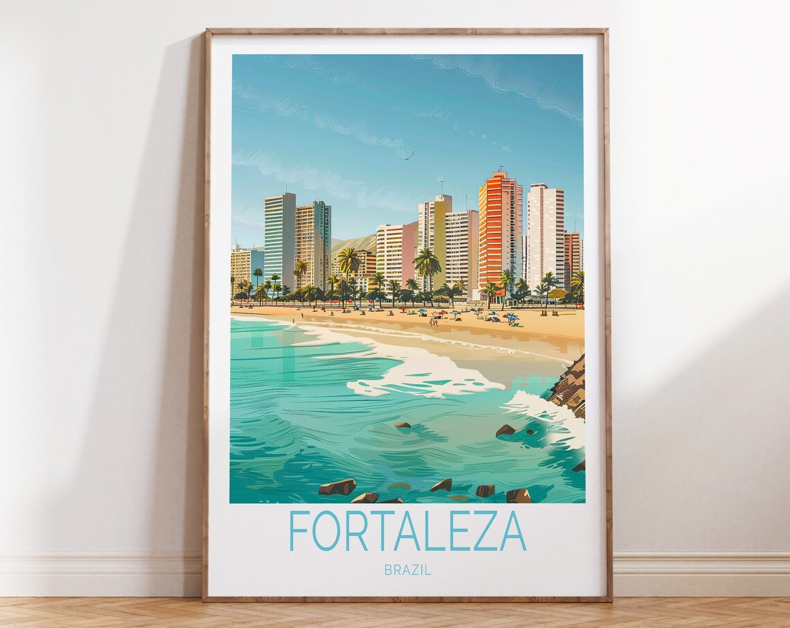 Fortaleza Brazil Travel Poster, Coastal Wall Art