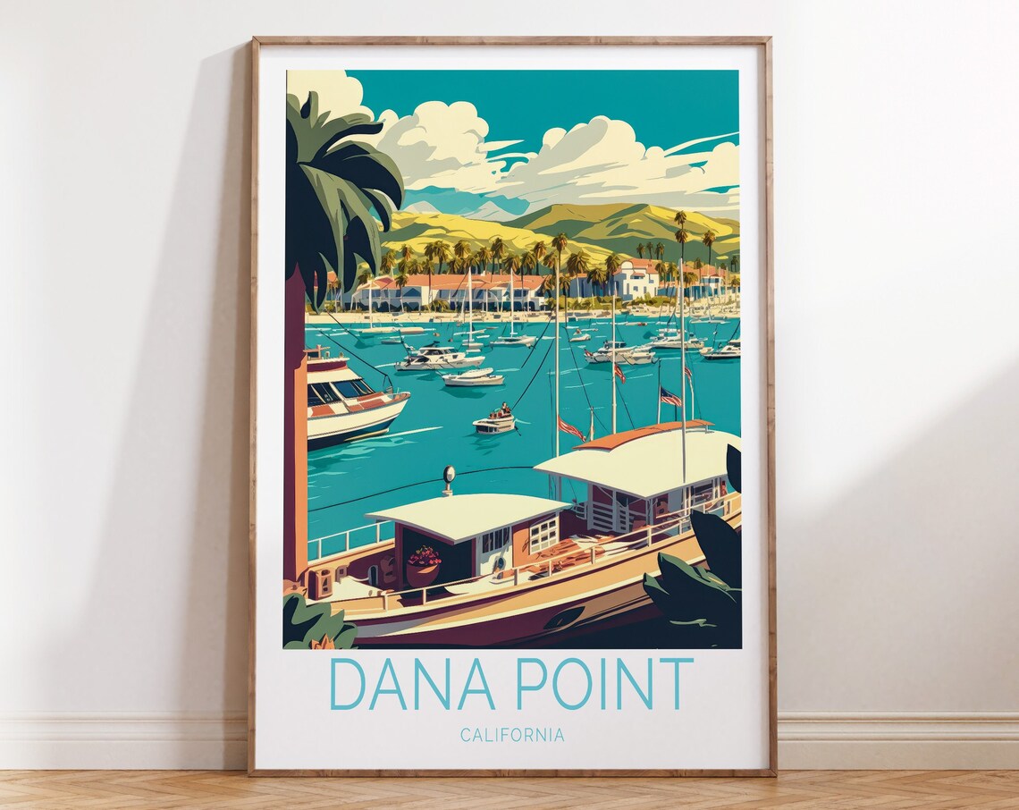 Dana Point California Travel Poster, Coastal Wall Art