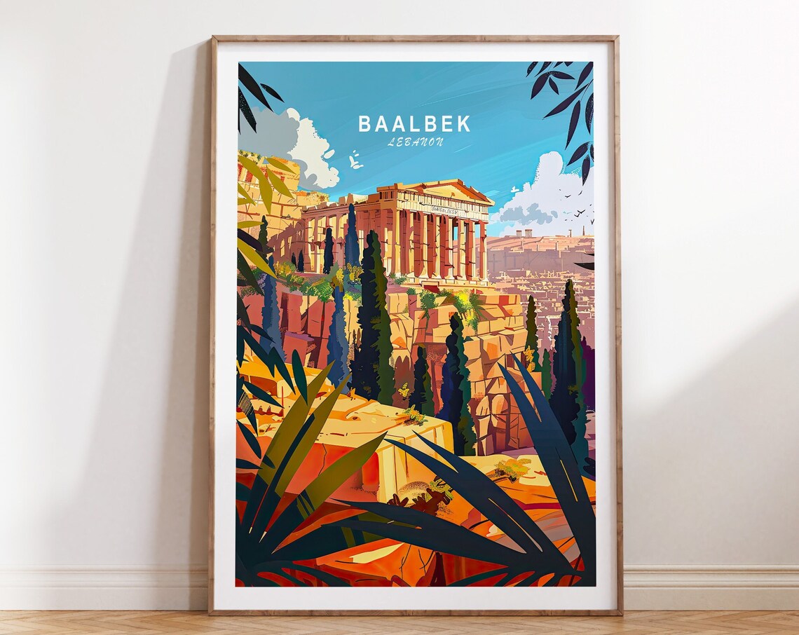 Baalbek Lebanon Travel Poster, Temple Wall Art