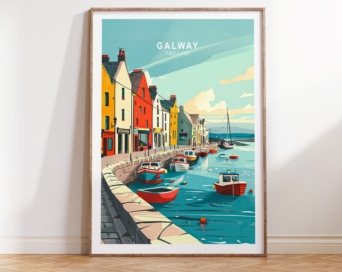 Galway Travel Poster, Ireland City Coast Wall Art