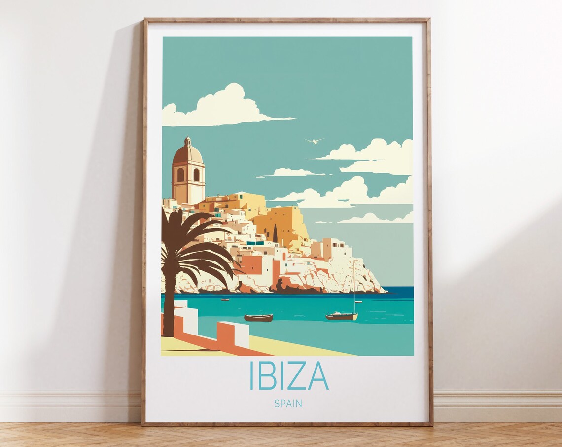 Ibiza Spain Dalt Vila Old Town Fortress Over Turquoise Sea Poster
