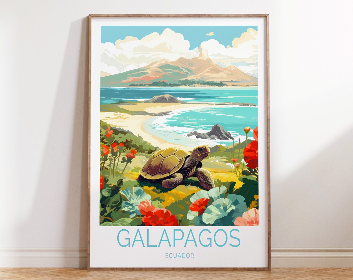 Galapagos Islands Travel Poster, Ecuador Park Wall Art