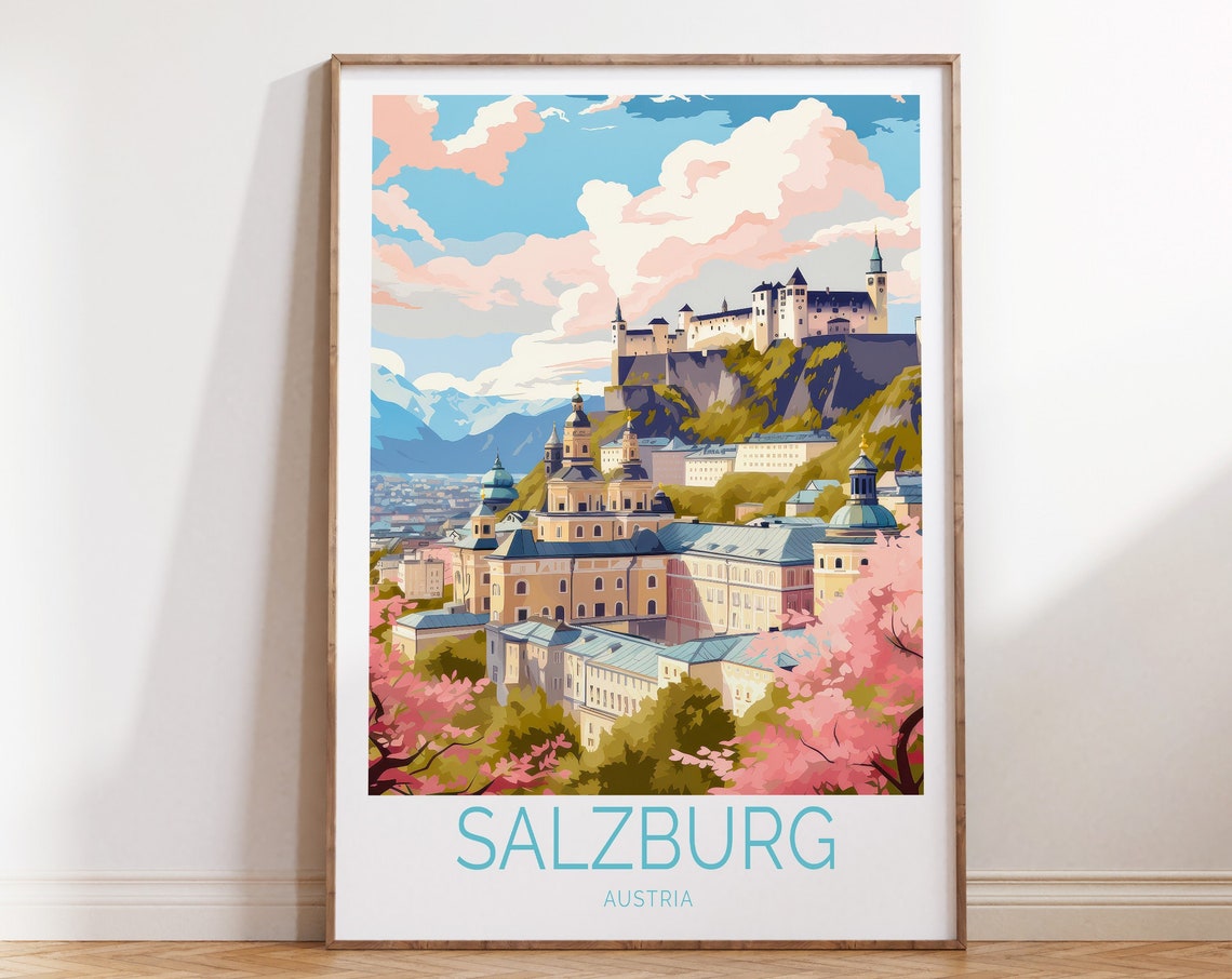 Salzburg Austria Hohensalzburg Fortress Blossom Old Town Poster
