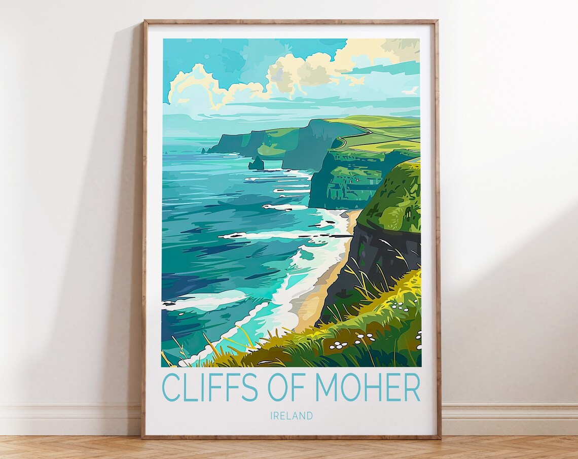 Cliffs Of Moher Travel Poster, Ireland Coast Art Print